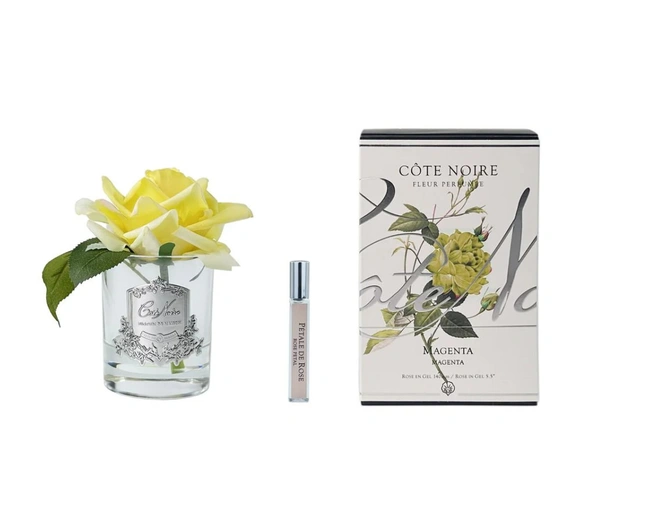 Роза-диффузор FRENCH ROSE yellow, желтый, прозрачная ваза, 1 спрей 10 мл