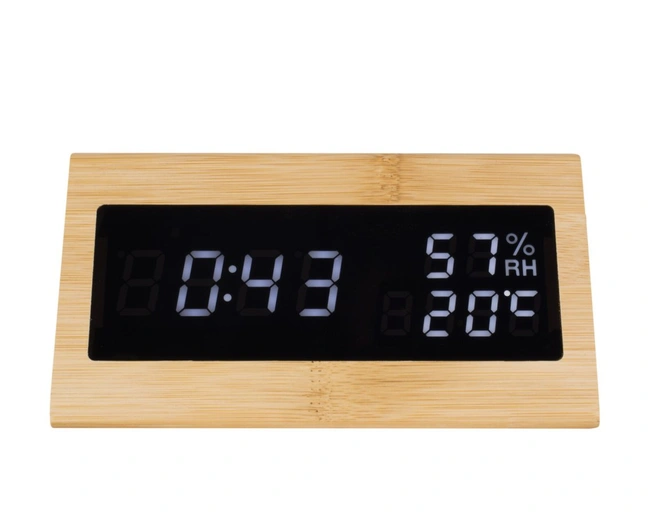 Часы настольные будильник Karlsson TRIANGLE, бамбук, 16 x 8,8 x 7,8 см, бесшумный механизм, батар