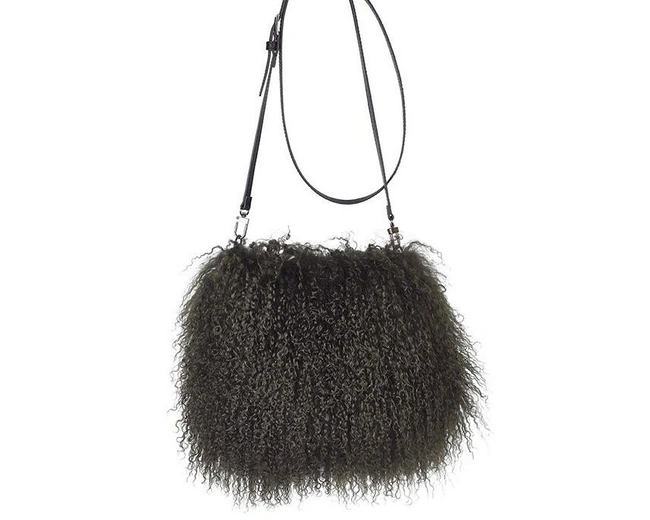 JASMIN MUFF BAG hedge greenСумка-муфта зеленый 19/26, с мехом 30/40