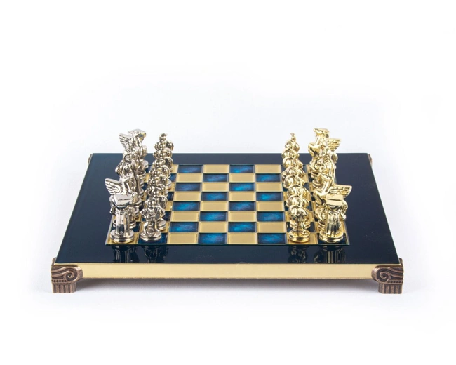METAL CHESS SPARTAN WARRIORШахматы Воины Спарты, 28х28 см, синий, золото с серебром, металл