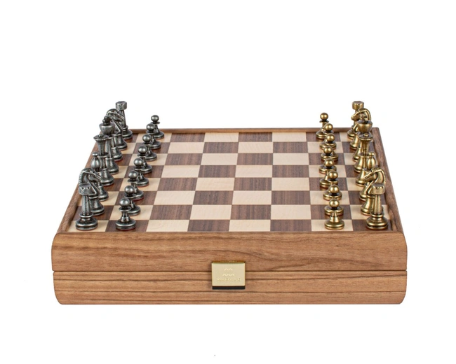 WOODEN CHESSШахматы классические, 27х27 см, фигуры металл, коробка дерево, рисунок орех + дуб