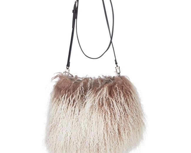 JASMIN MUFF BAG Taupe/Snow Сумка-муфта 19/26, бежевый с белым, козий мех 30/40