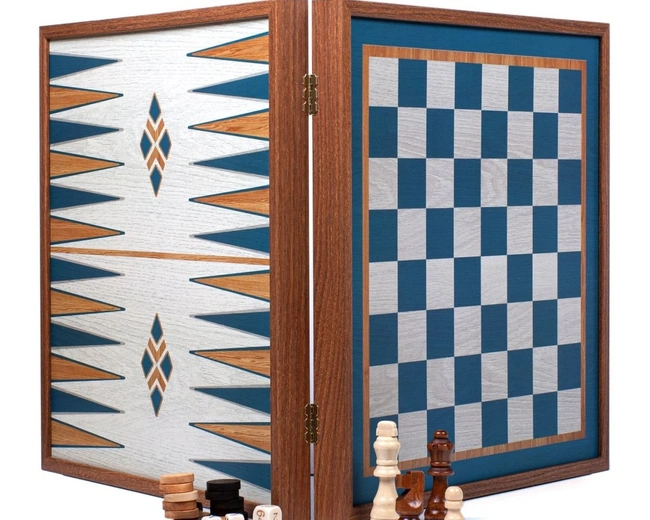 Chess/BackgammonШахматы и нарды, бирюзовый, 41х41 см орех Chess/BackgammonШахматы и нарды, бирюзовый, 41х41 см орех