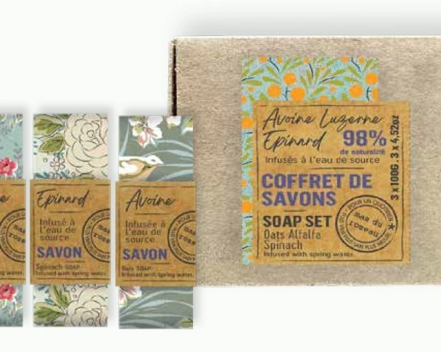 COFFRET 2 Мыло твердое, набор 3 шт*100 гр Avoine + Luzerne + Epinard