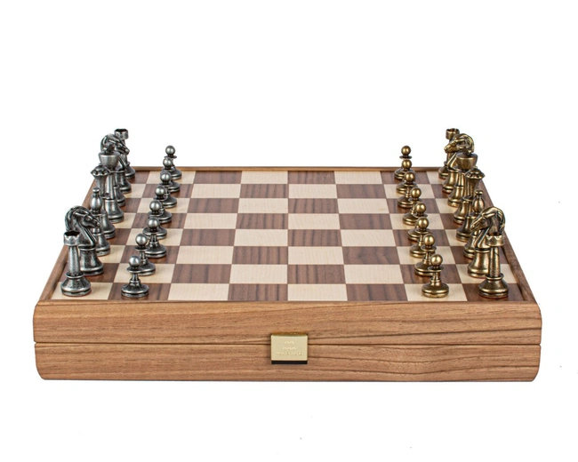 WOODEN CHESSШахматы классические, 35х35 см, фигуры металл, коробка дерево, рисунок орех + дуб
