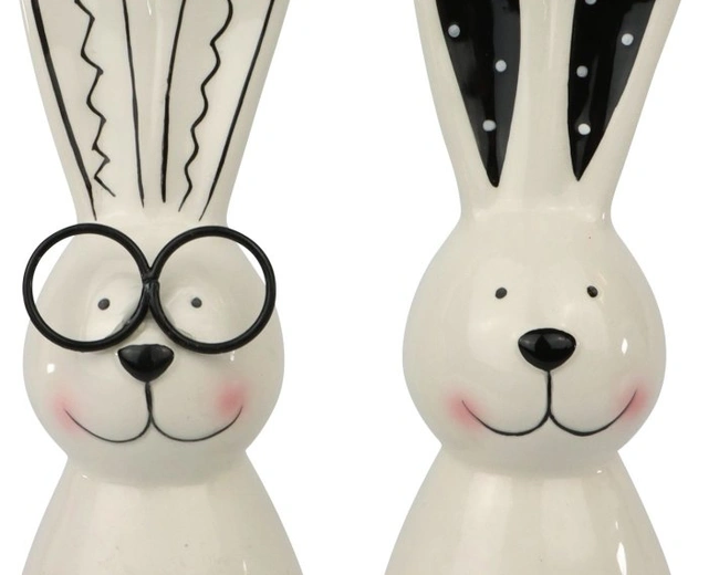 Набор 2 фигурки зайцев MONOCHROME EASTER 5,7x5,5x20см керамика