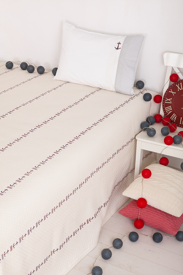 Покрывало "МОРЯЧОК" для подростков, р-р: 200х220см, цвет: экрю