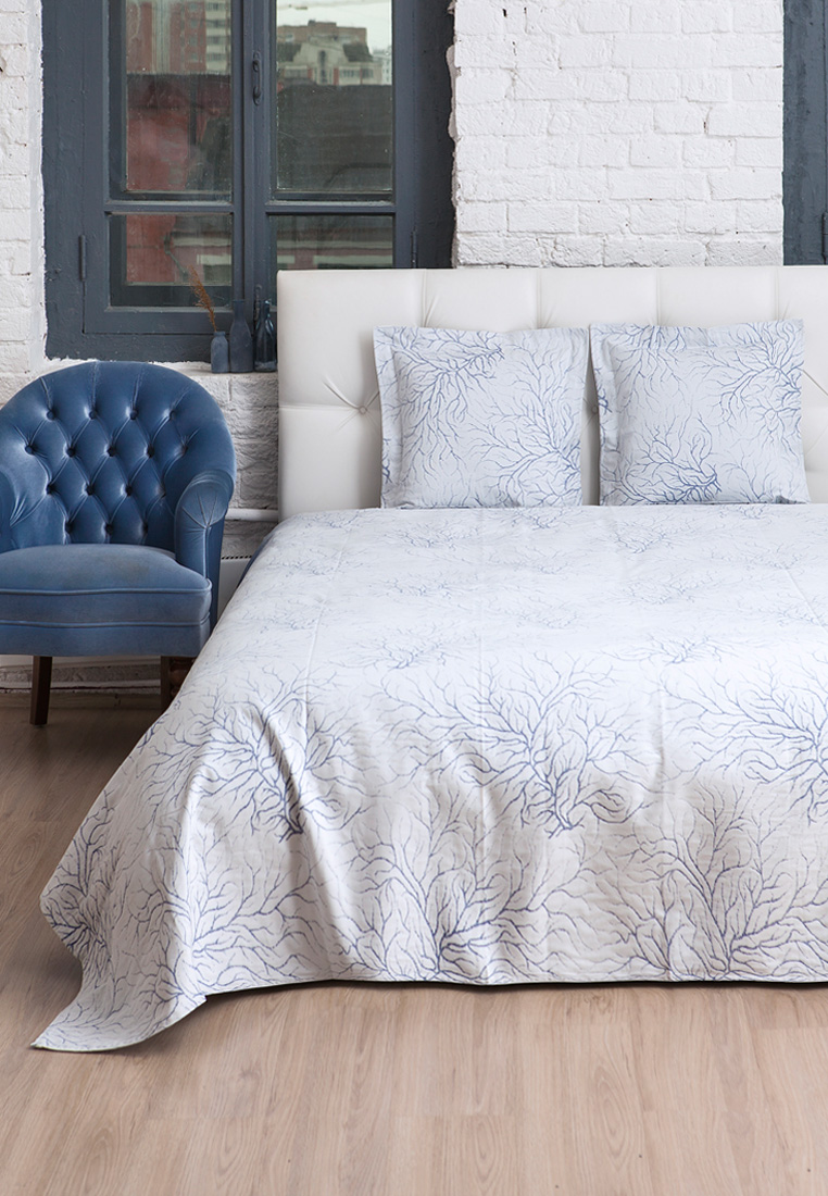 Покрывало коллекция "CORAL" цвет: белый/голубой