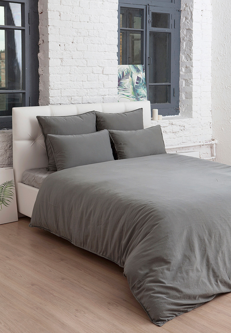 Простыня на резинке, SOFT SATEEN, серо-зеленый вид 2