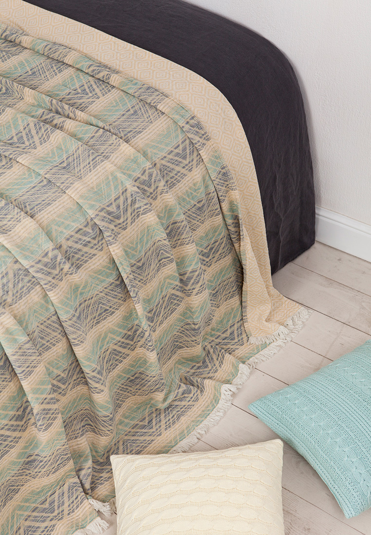 Покрывало "BALI",  голубой/синий/песочный вид 2