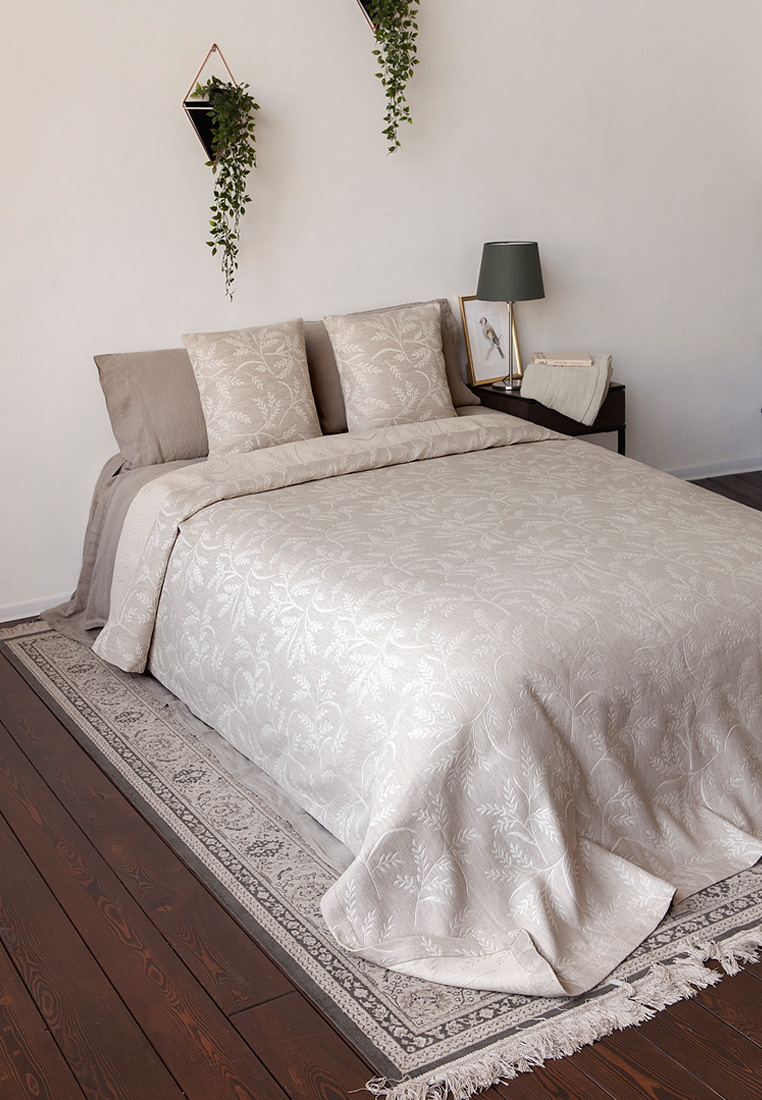 Покрывало + 2 наволочки "SENCHA", натуральный/белый вид 2