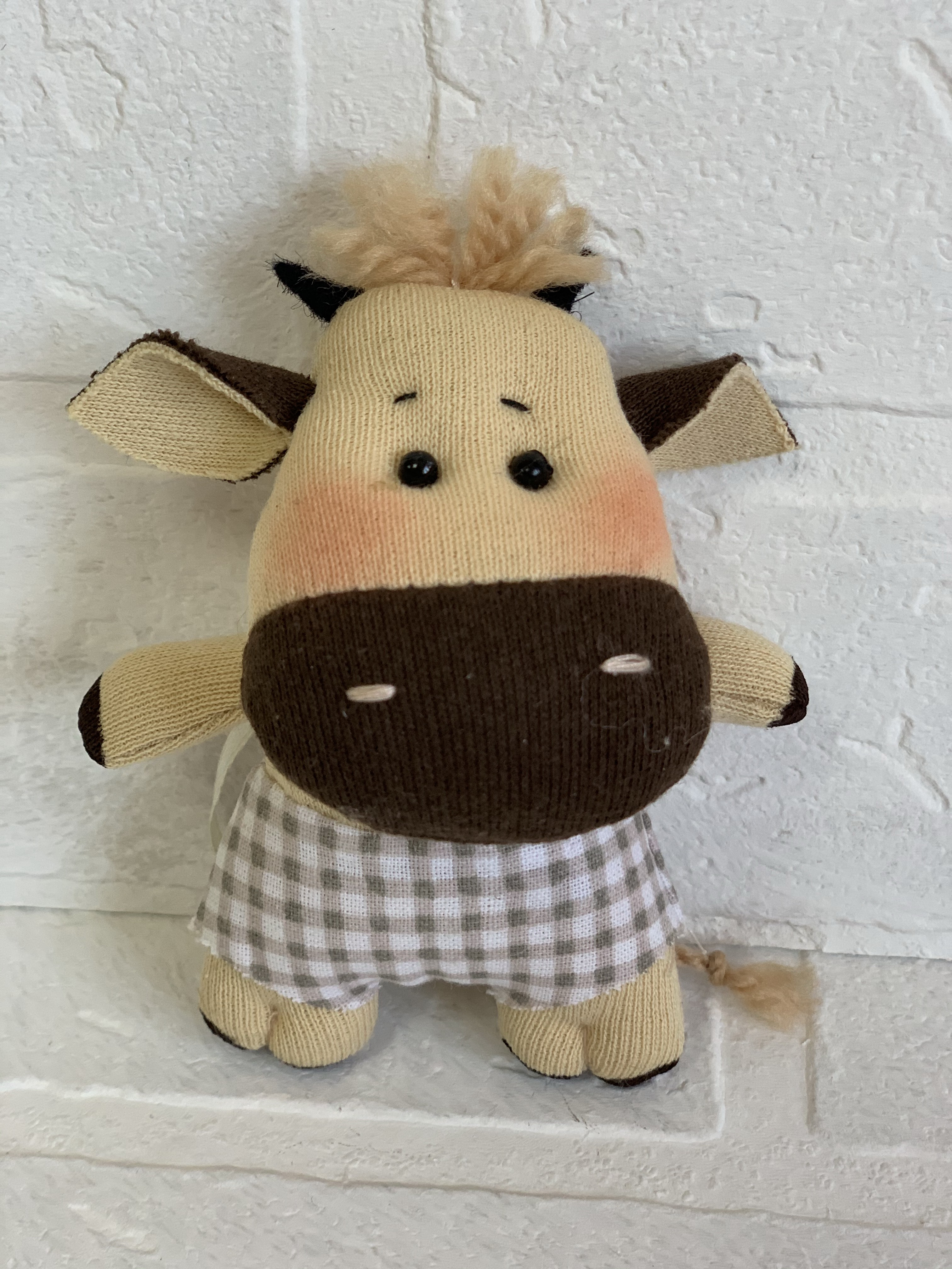 Елочное Украшение Бычок Уголек (13*11) Авторская игрушка для интерьера