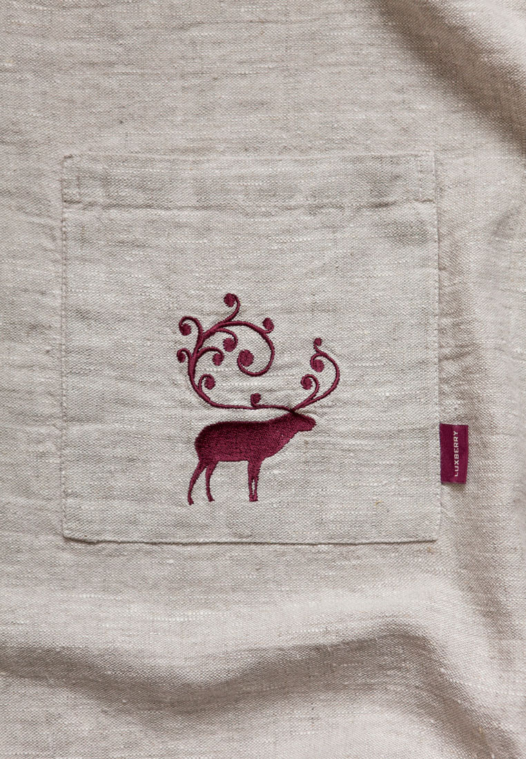 Фартук с вышивкой "ОЛЕНЬ" в мешочке, 100% лен, цвет: натуральный вид 6