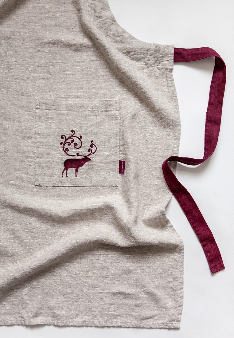 Фартук с вышивкой "ОЛЕНЬ" в мешочке, 100% лен, цвет: натуральный вид 5