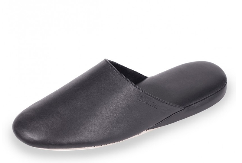 IS 96607 Тапочки на кожаной подошве черные