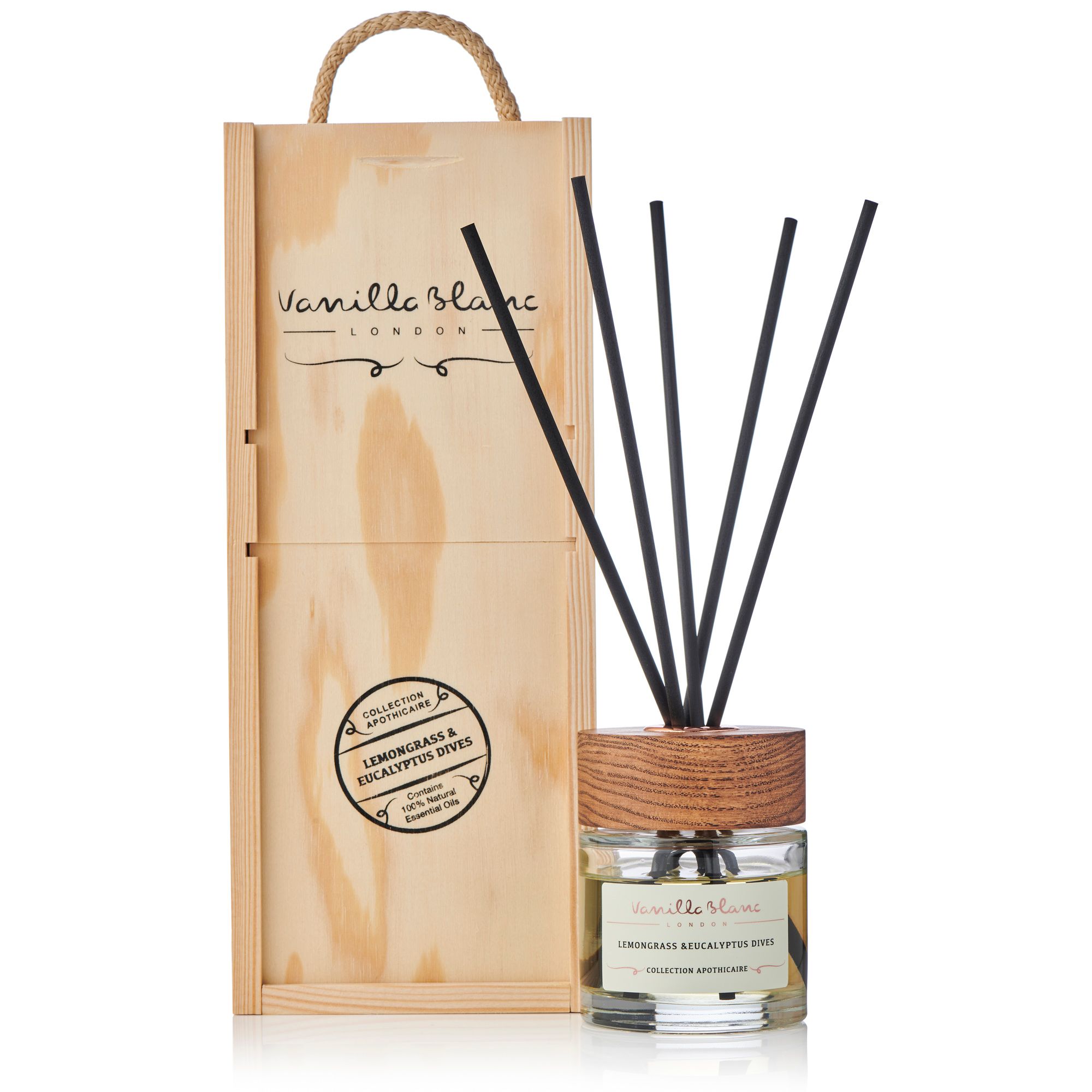 Аромадиффузор "Лемонграсс и Эвкалипт", 100 мл в подарочной деревянной коробке ручной работы
