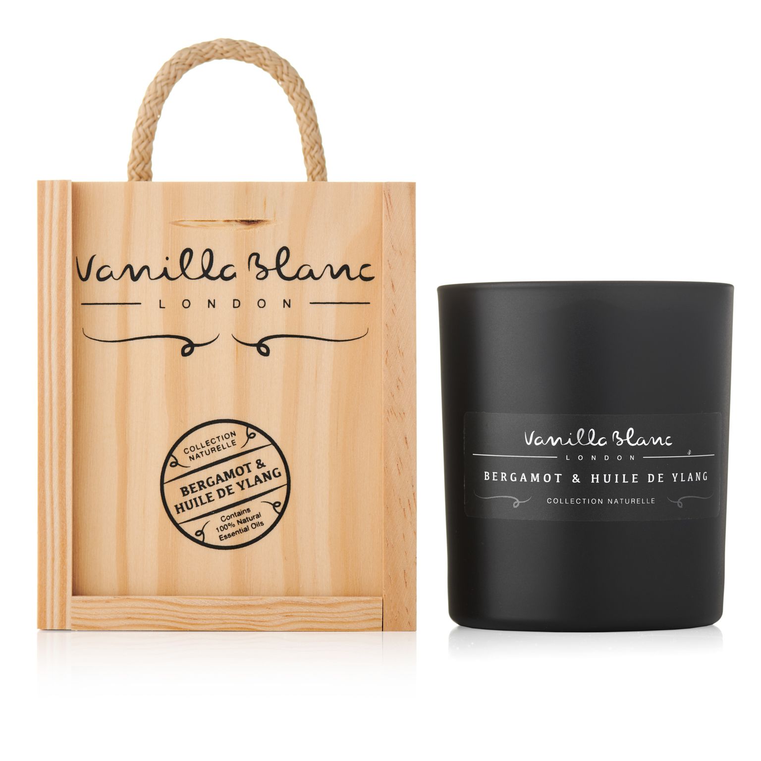 Аромасвеча "Бергамот и Иланг-Иланг", 220 г в подарочной деревянной коробке ручной работы