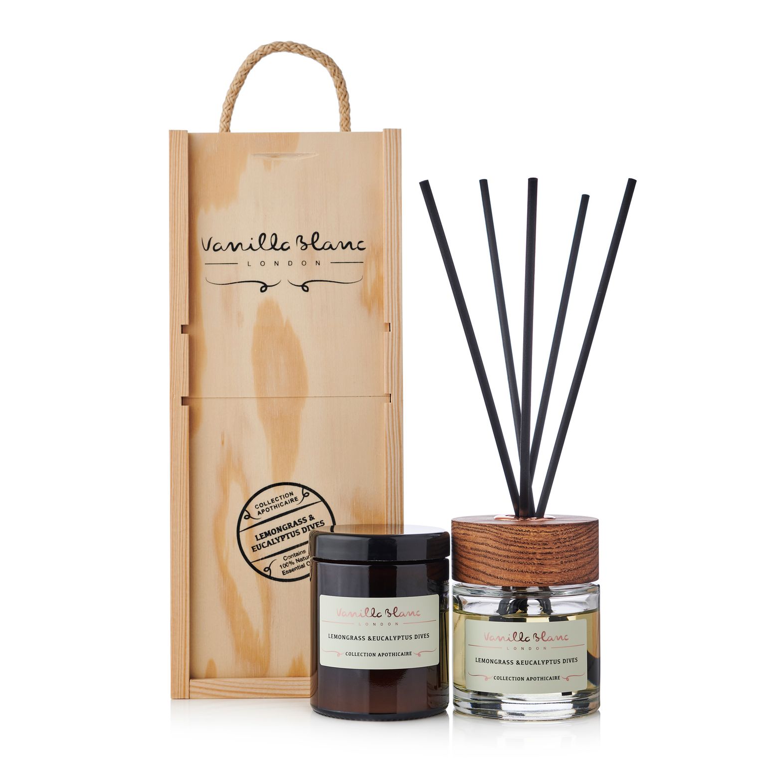 Набор "Лемонграсс и Эвкалипт", аромадиффузор 100 мл, аромасвеча 170 мл