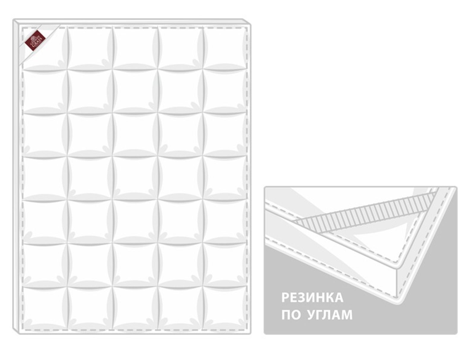 Перина полупуховая DOUBLE COMFORT GRASS 160x200 с бортиком 10 см вид 7