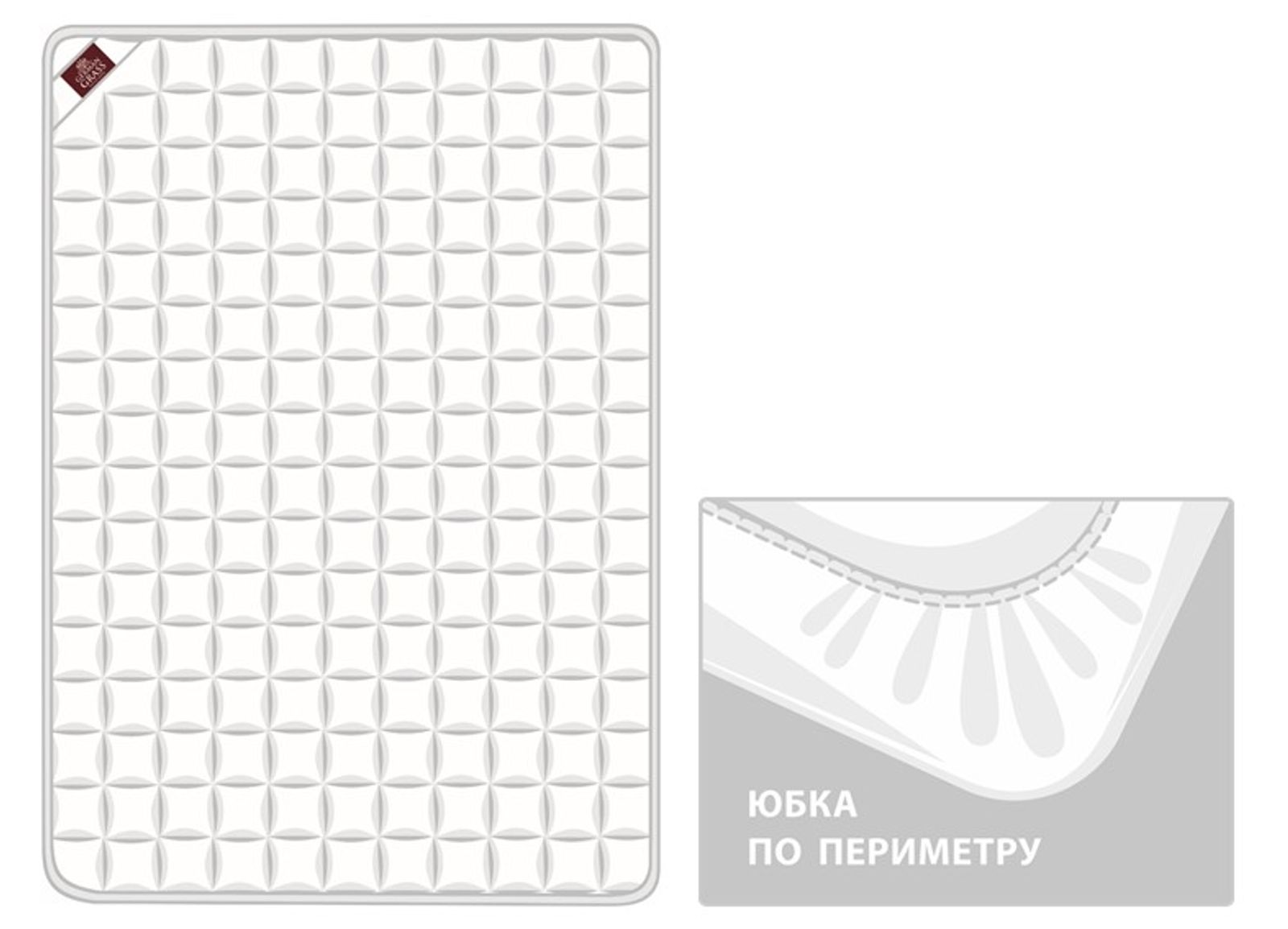 Наматрасник MATTRESS COTTON DRYSOFT GRASS непромокаемый с юбкой 140x200х40 вид 11