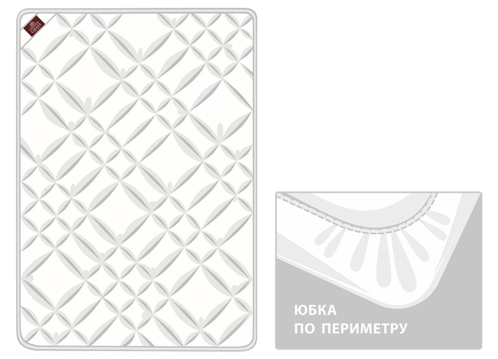 Наматрасник MATTRESS COTTONWASH GRASS легкий с юбкой 140x200x40 вид 9