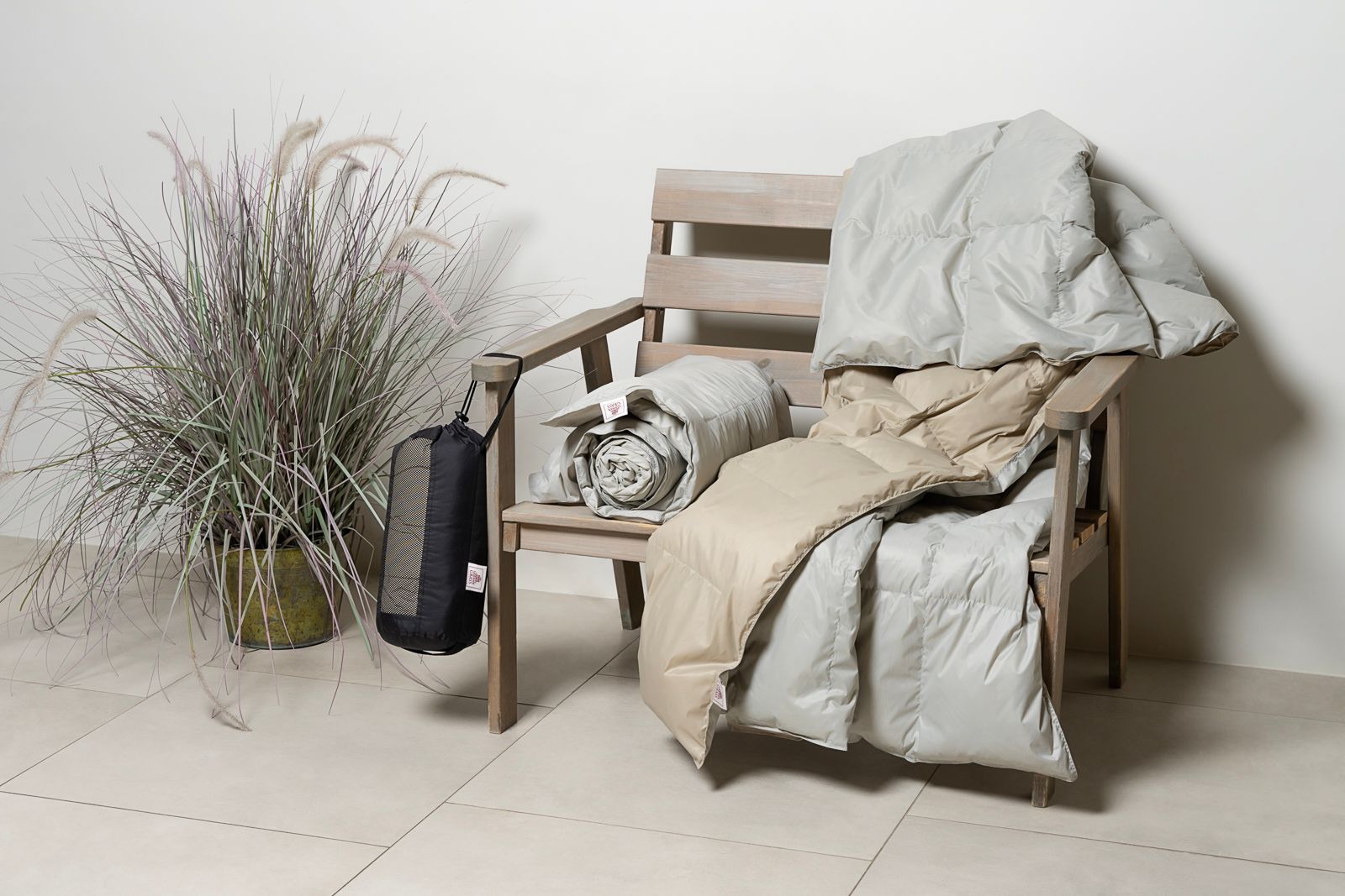 Дорожный плед - одеяло пуховый Travel Plaid Grass grey-beige 140x200 вид 5