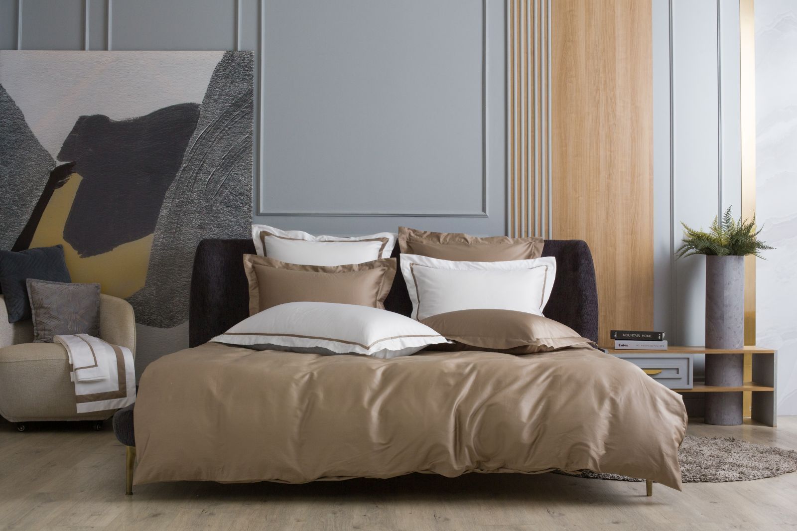 Наволочки с широкой отделкой Alpine Caramel Beige Allure Grass 50х70 (2шт) вид 3