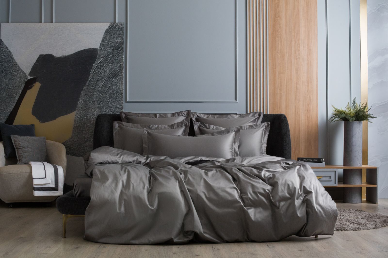 Простыня на резинке Graphite Allure Grass 160х200x40