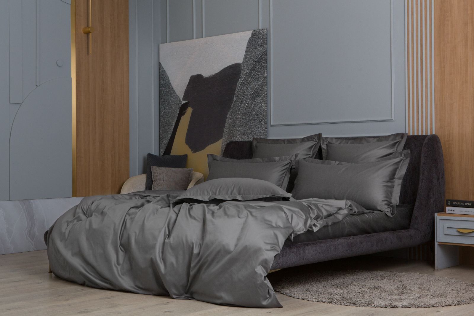 Простыня на резинке Graphite Allure Grass 160х200x40 вид 3