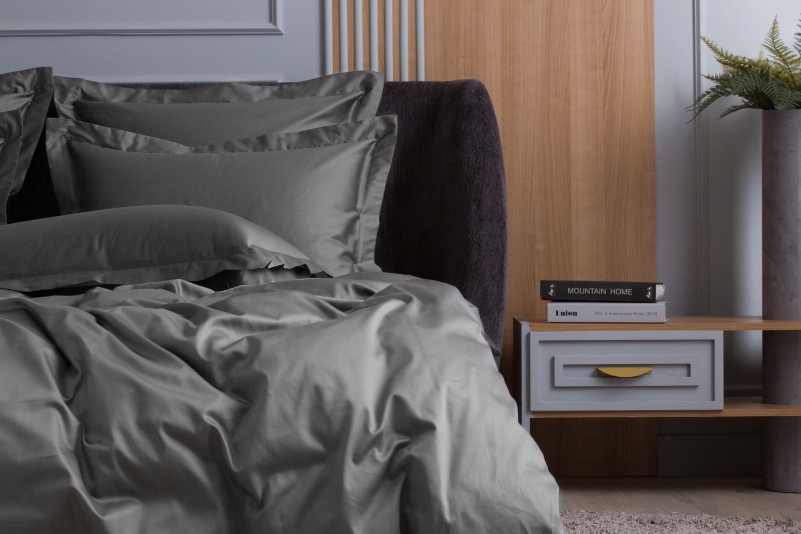 Постельное белье Graphite Allure Grass Евро простыня на резинке вид 4