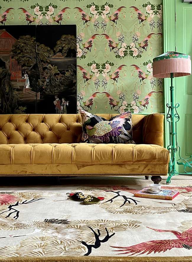 Cranes In TreesКовер 274х183 ручной тафтинг, шерсть +тенсель, высота ворса 13 мм вид 2