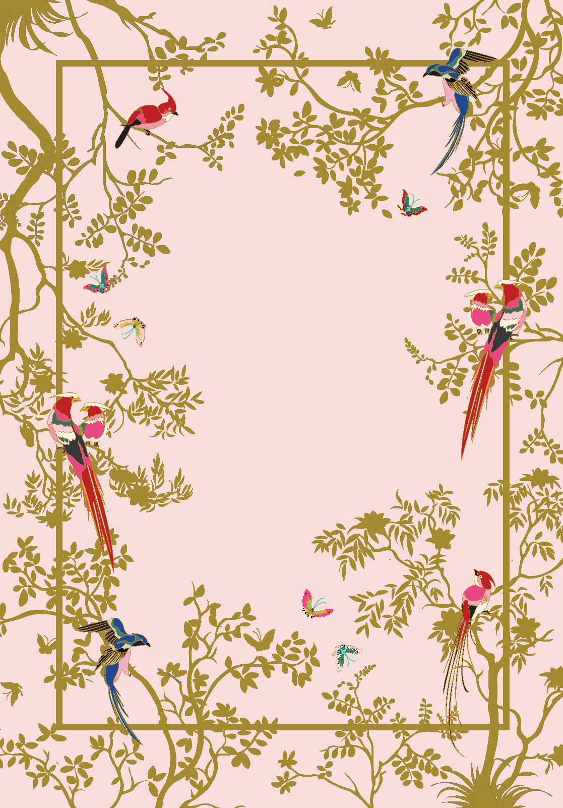 Herringbone Florals Pink & GoldКовер 274х183 ручной тафтинг, шерсть +тенсель, высота ворса 13 мм вид 2