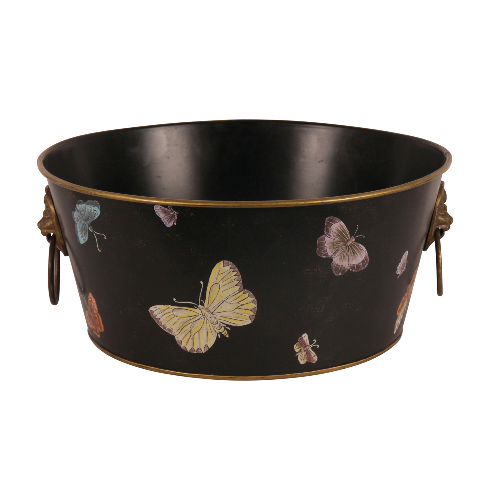 Кашпо, бабочки на черном фоне, 36х36 Н 16 см, металл