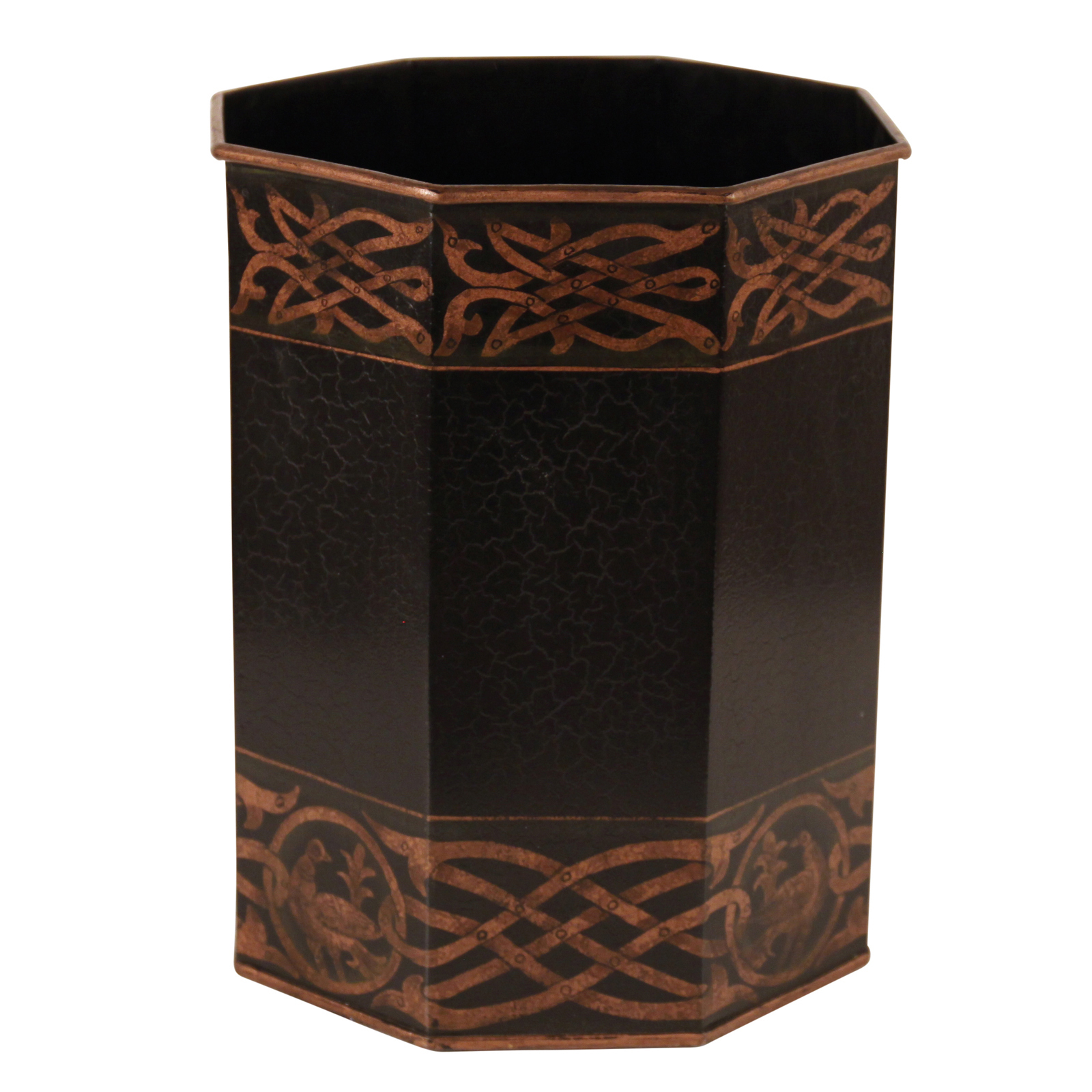 Корзина для мусора восьмиугольная,цвет черный с золотом, 23х23 Н 28 см, металл