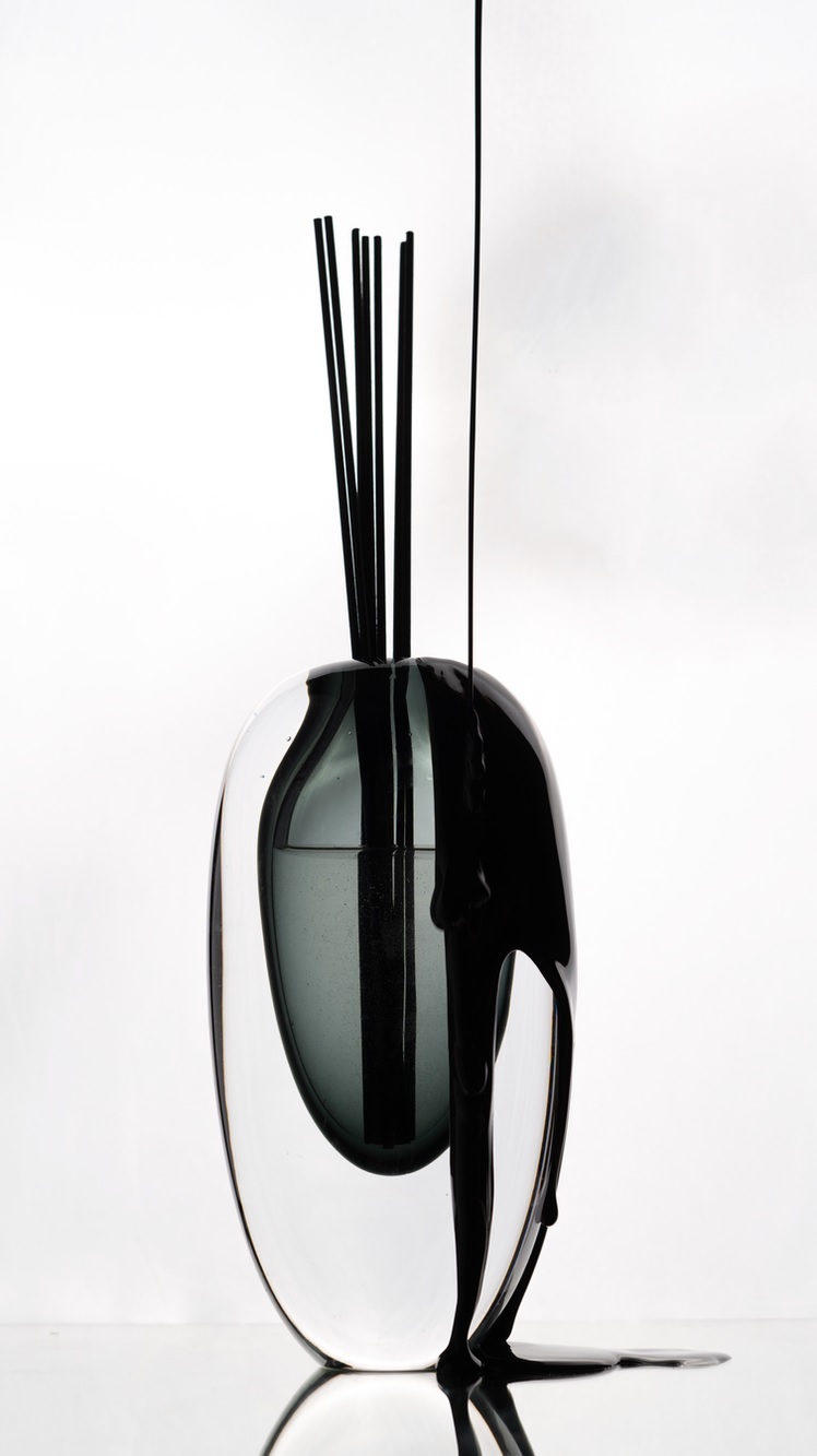 Диффузор LUNARE OBSIDIAN, серый, 12x12 h20 см, 250мл, стекло, ручная работа, аромат Dreamscape