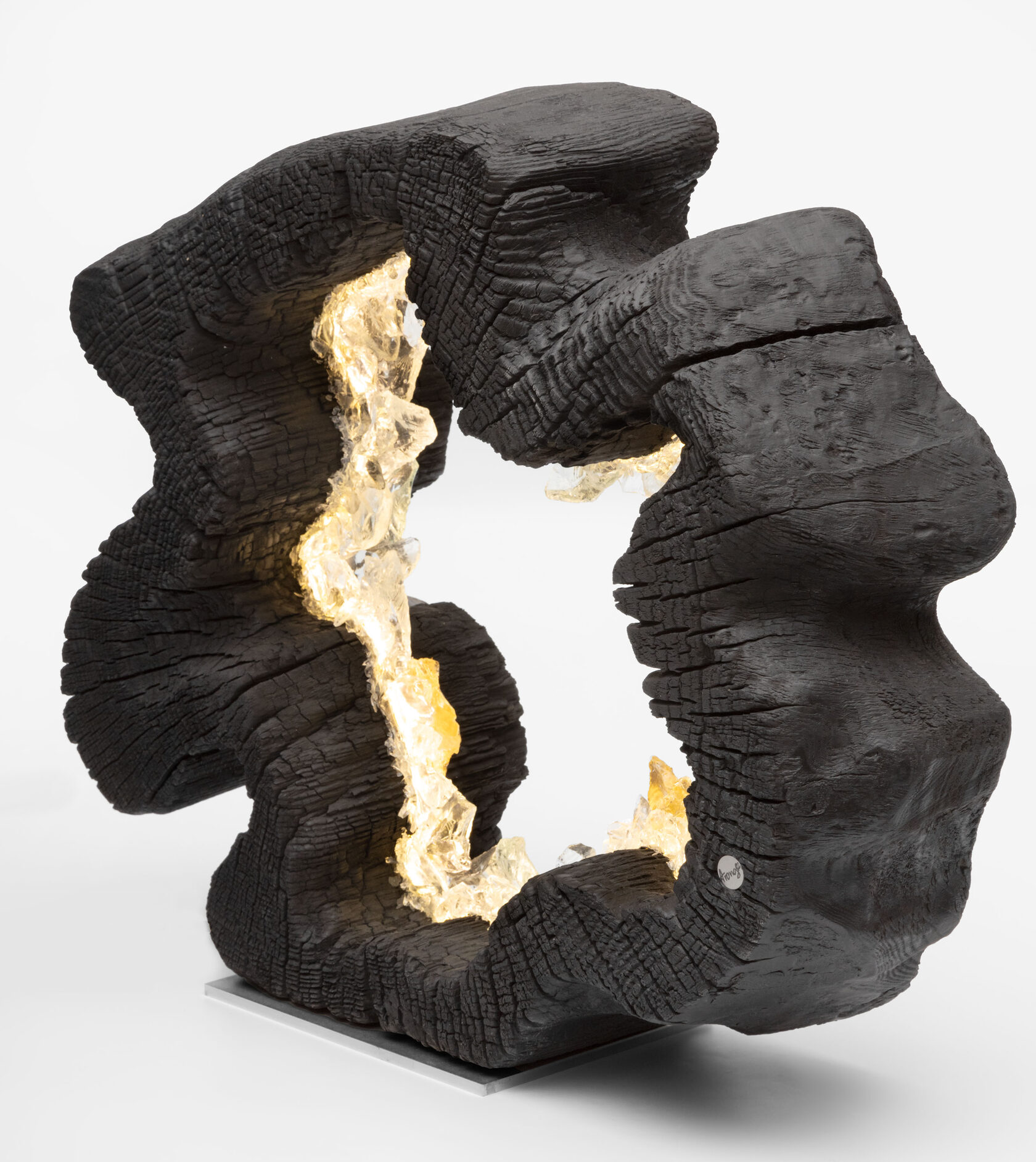 Светильник декоративный BLACK RING, 50х50х15 см, дерево, стекло, золото, ручная работа вид 5