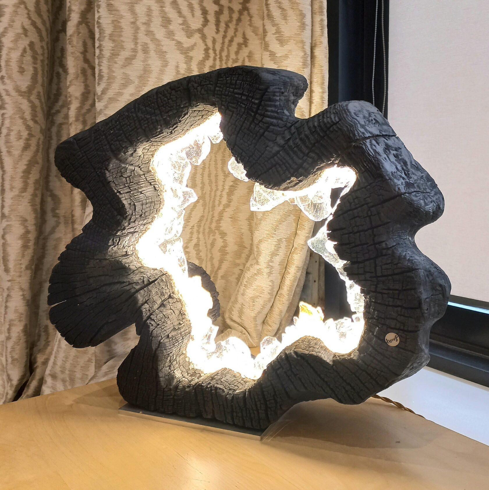 Светильник декоративный BLACK RING, 50х50х15 см, дерево, стекло, золото, ручная работа вид 2