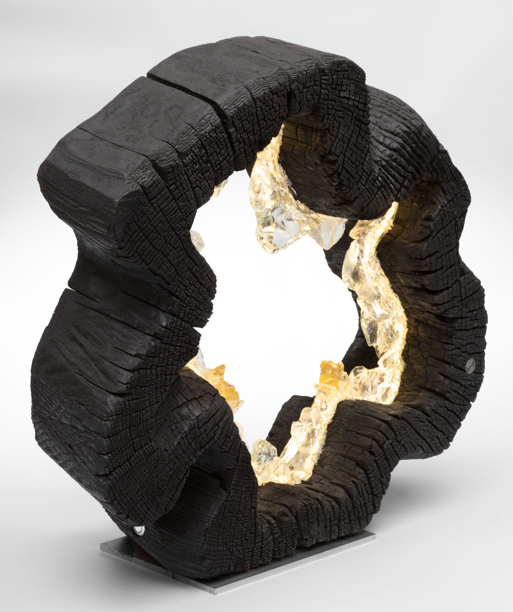 Светильник декоративный BLACK RING, 50х50х15 см, дерево, стекло, золото, ручная работа вид 4