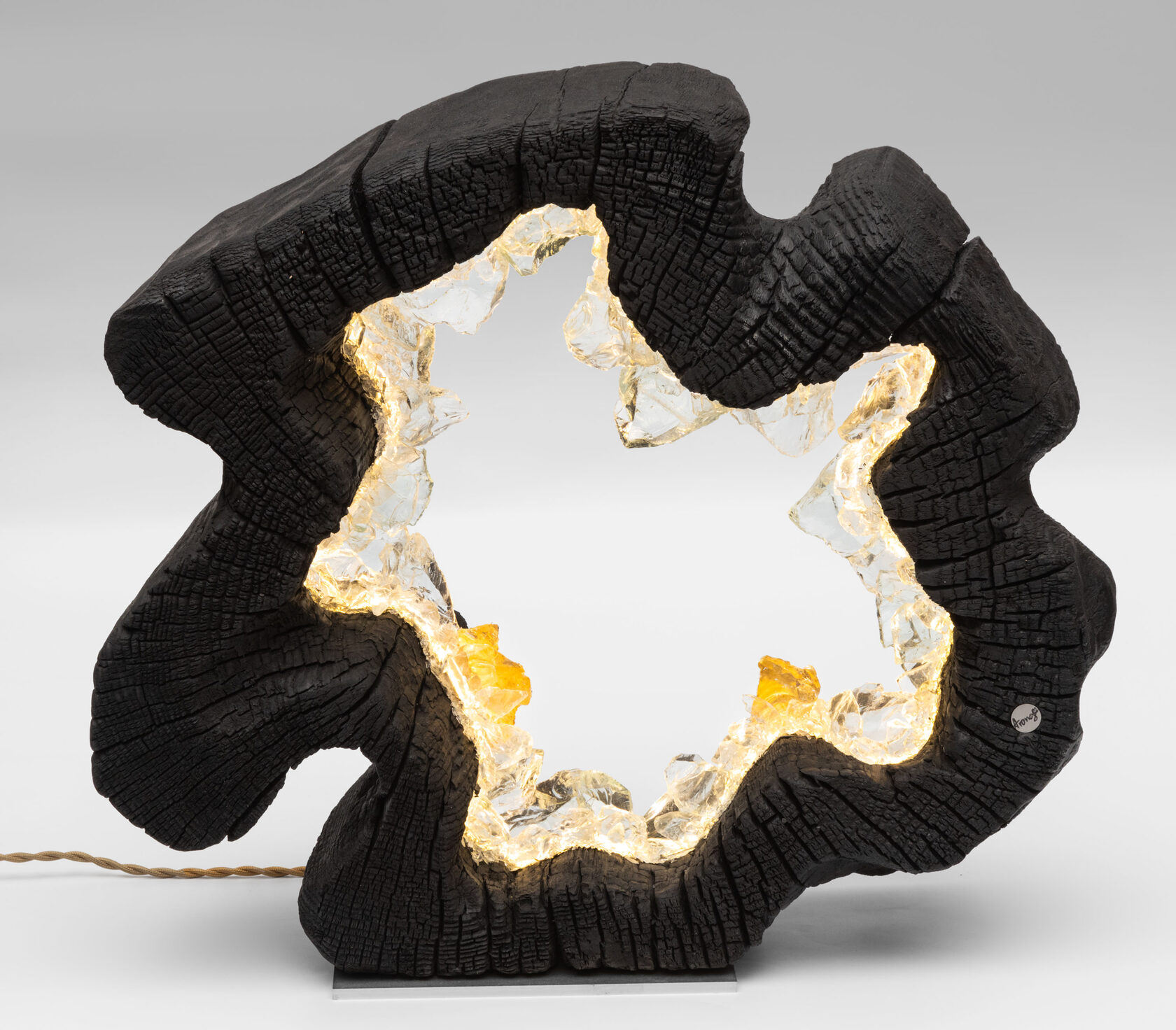 Светильник декоративный BLACK RING, 50х50х15 см, дерево, стекло, золото, ручная работа