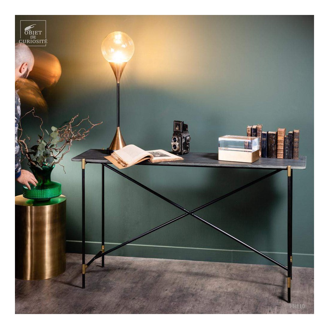 Ball lampЛампа настольная, диам 20 Н75 см, Е27, металл, стекло вид 2