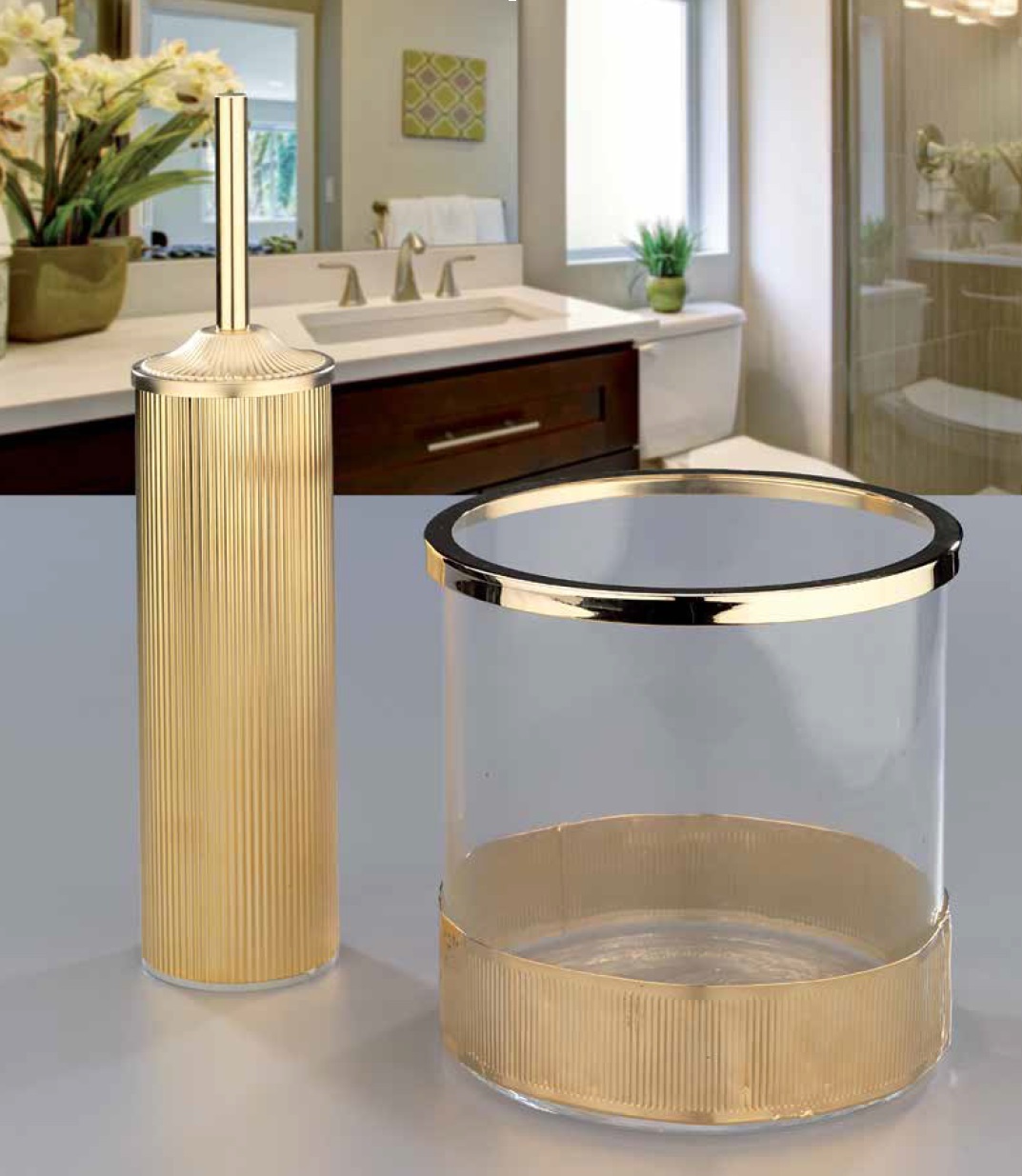 Ершик Cre Art Bath England, диам 8 H.36 , латунь, покрытие золото 24к вид 2