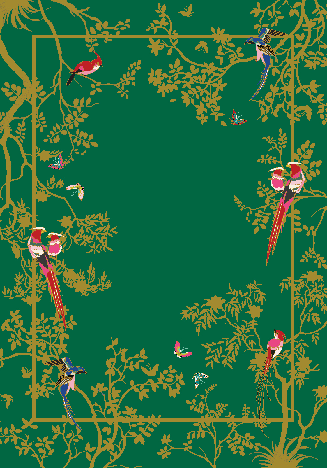 Jardin de Orient Green & GoldКовер 274х183 ручной тафтинг, шерсть +тенсель, высота ворса 13 мм вид 2