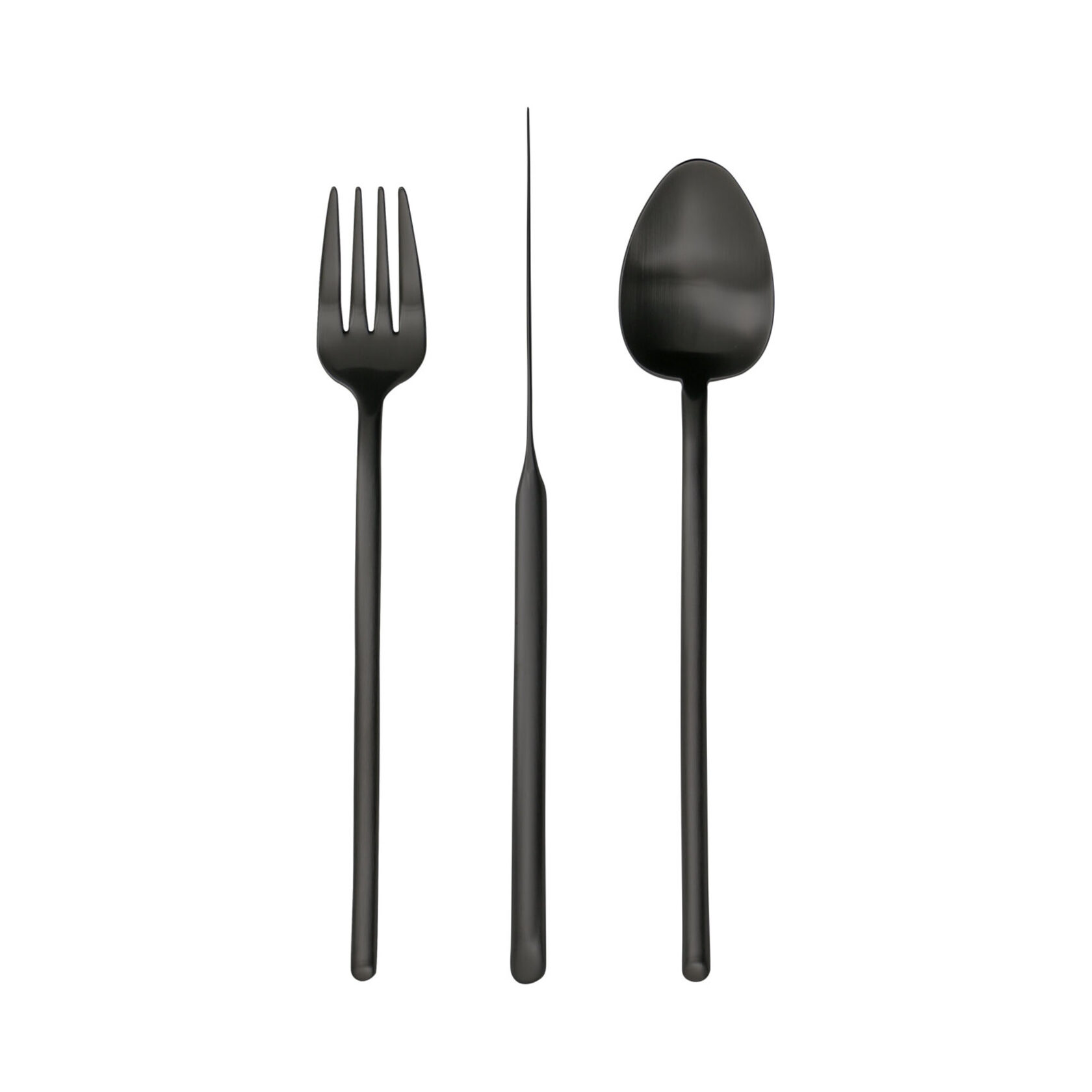 STICK MAT BLACK 110столовые приборы, сталь 18/10, матовый черный, 24 шт. (6 ложек + 6 вилок + 6 нож