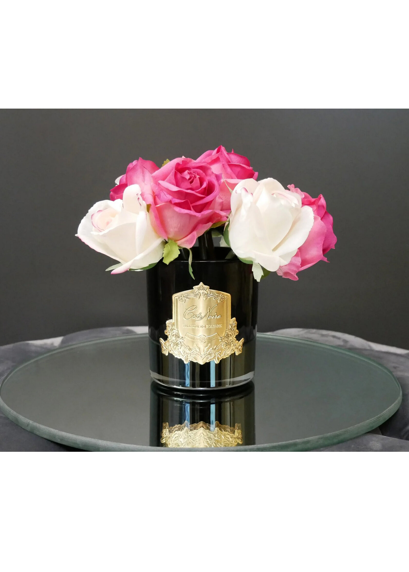 ROSE MAGENTA BLUSH GOLDРозы ярко-розовые и бледно-розовые, золотой декор