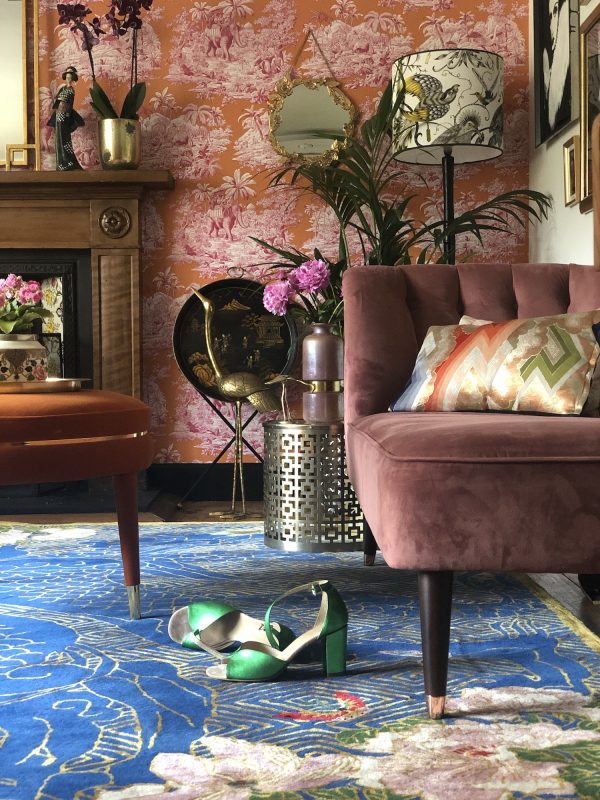 Dragon Florals Blue & GoldКовер 274х183 ручной тафтинг, шерсть +тенсель, высота ворса 13 мм вид 2