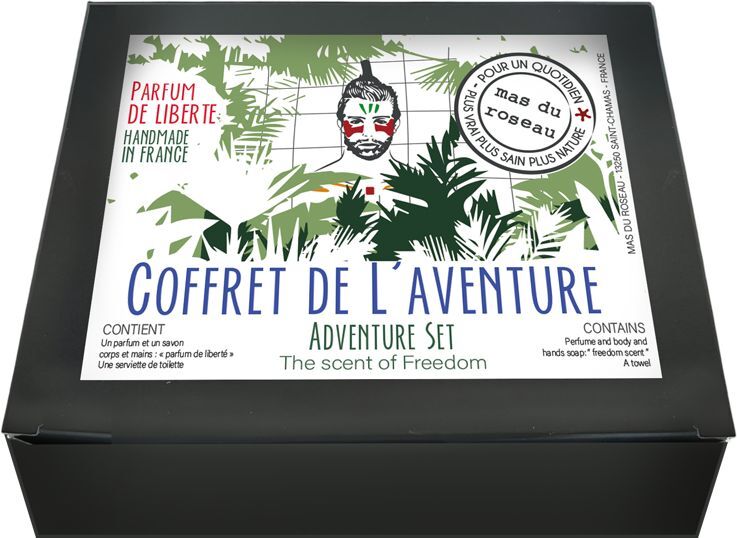 AVENTURE Набор для мужчин мыло 100гр, парфюмированный спрей для тела LIBERTE 100 мл, подставка для м