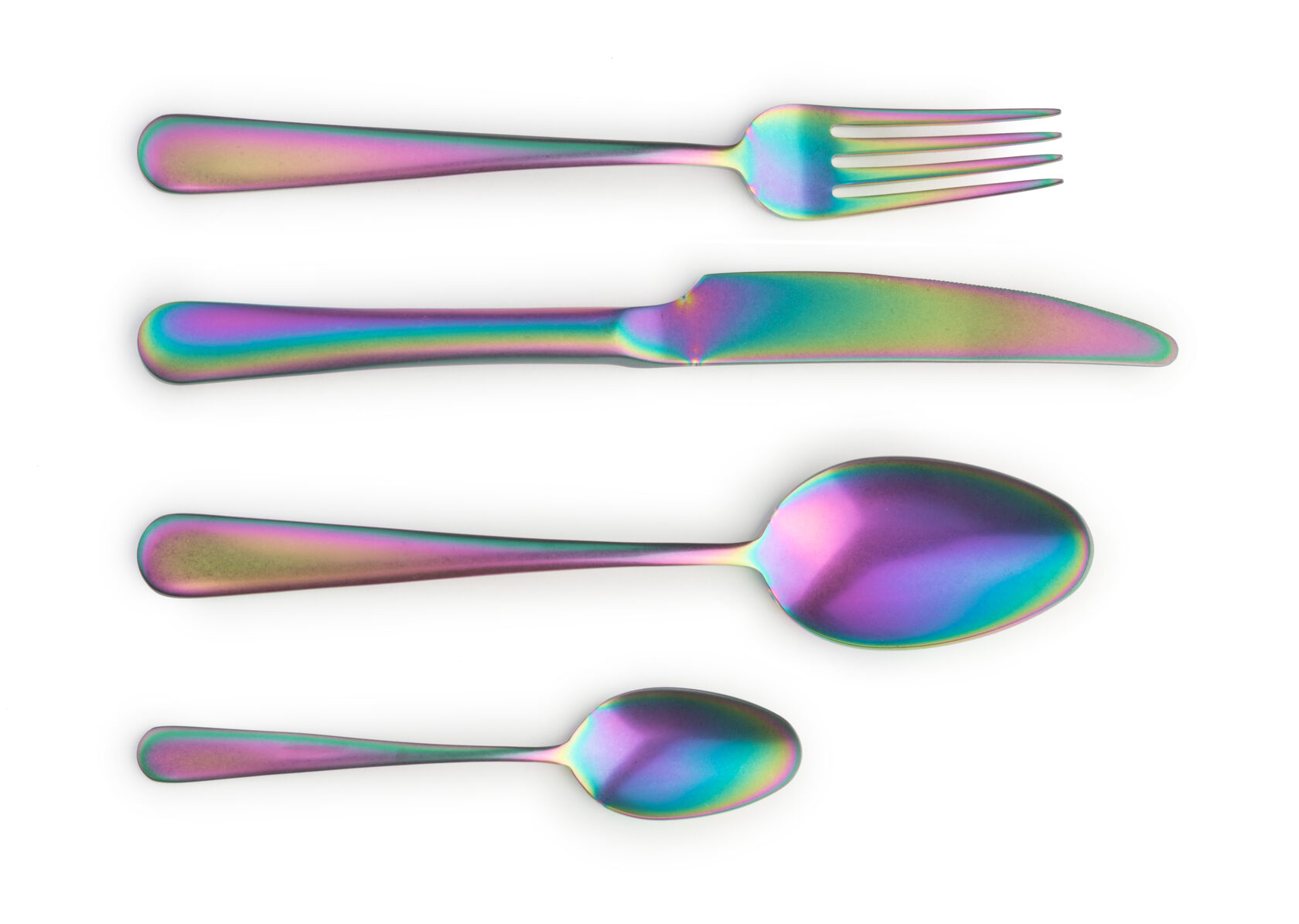 LUXOR RAINBOW 56 столовые приборы, сталь 18/10, цвет радуги матовый, 24 шт. (6 ложек + 6 вилок + 6 н вид 2