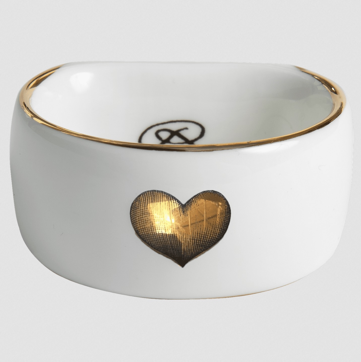 Держатель кольцо для салфеток Rory Dobner GOLD LOVE HEART , фарфор