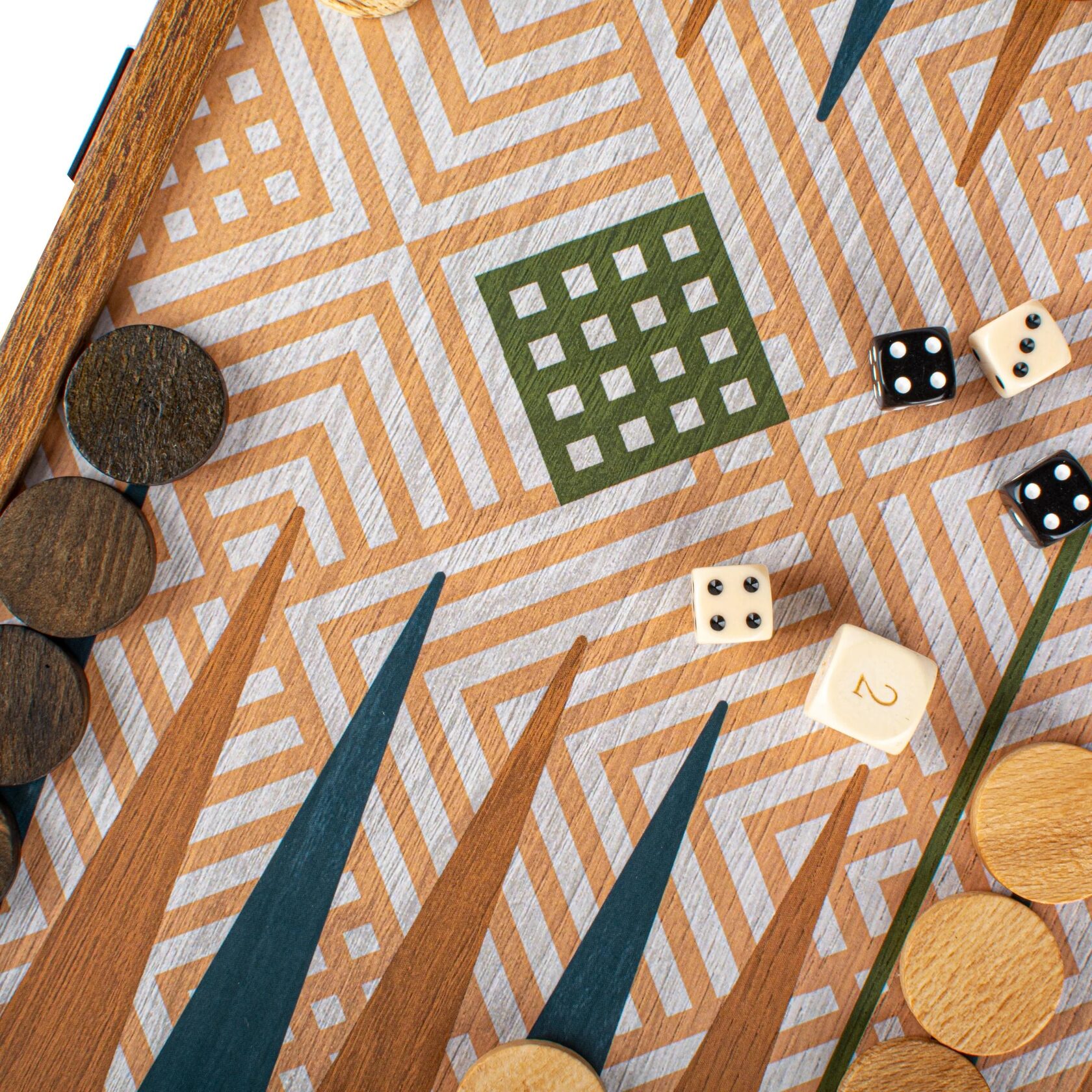 Chess/Backgammon/Ludo/Snakes Шахматы/нарды/лудо/змеи , цвет зеленый с синим, футляр дерево орех, вид 8