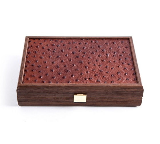 DOMINOESДомино, коричневый, страусиная эко-кожа, деревянный ящик 24x17см